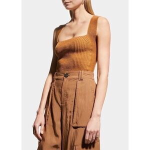 Vince Womens Sweater Small Honey Square Neck Blend Crochet Knit Camisole Tank